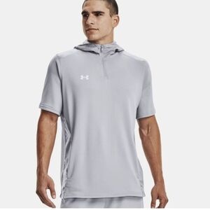 Under Armour UA Command Short Sleeve Hoodie Jacket Gray 1360690-011 Men's Small